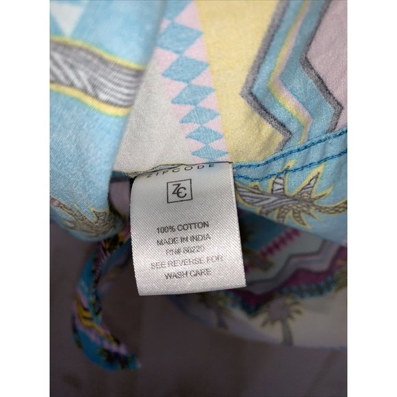 Zipcode Mens Colorful Tropical Palm Tree Print Button Up Short Sleeve Mens Sz L - Picture 6 of 6